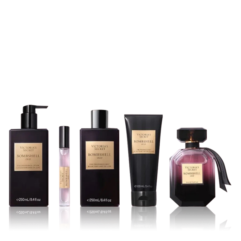 طقم فيكتوريا سيكريت بومبشيل عود - أو دي بارفيوم (نسائي) 100 مل 5 قطع