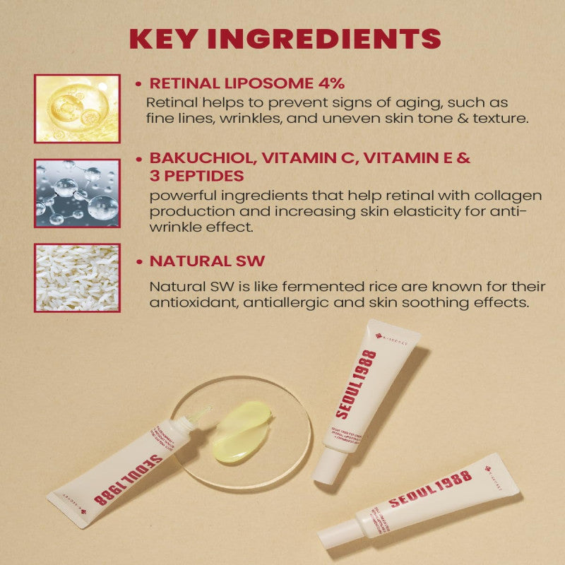 كي سيكريت - كريم العيون سيول 1988 بالريتينال ليبوسوم 4% + حبوب مخمرة 30 مل