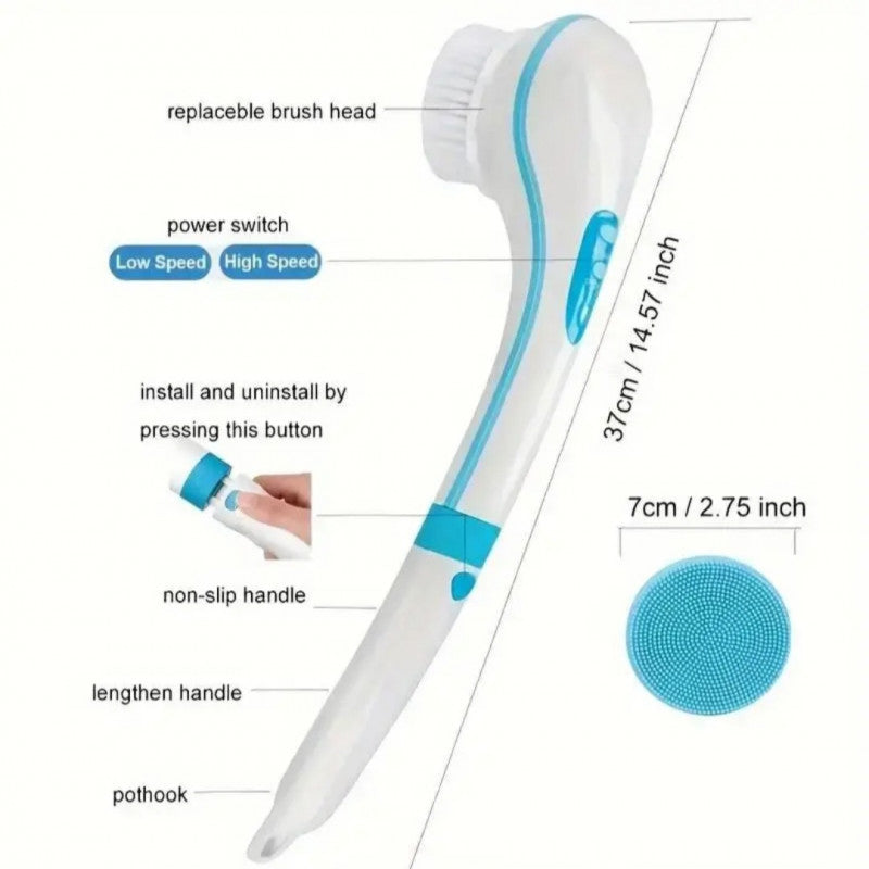 فرشاة الجسم الالكترونية مع مقبض اضافي للاماكن الصعبه